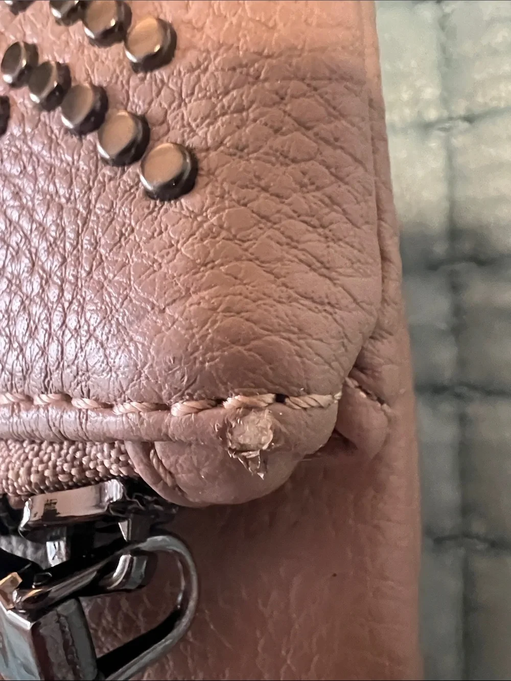 Studded Blush Pink Crossbody Bag with Chain Strap